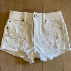 American Eagle Outfitters Women’s Super Stretch X White ripped shorts
